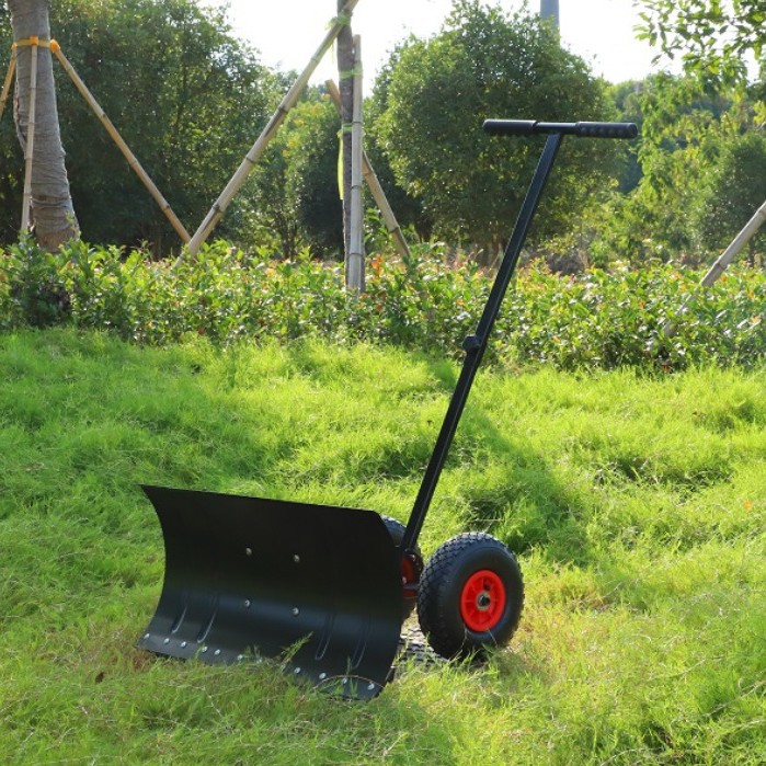 厂家直销 扫雪铲子手柄可调节加厚轮式推雪铲 手推铲 铲雪板