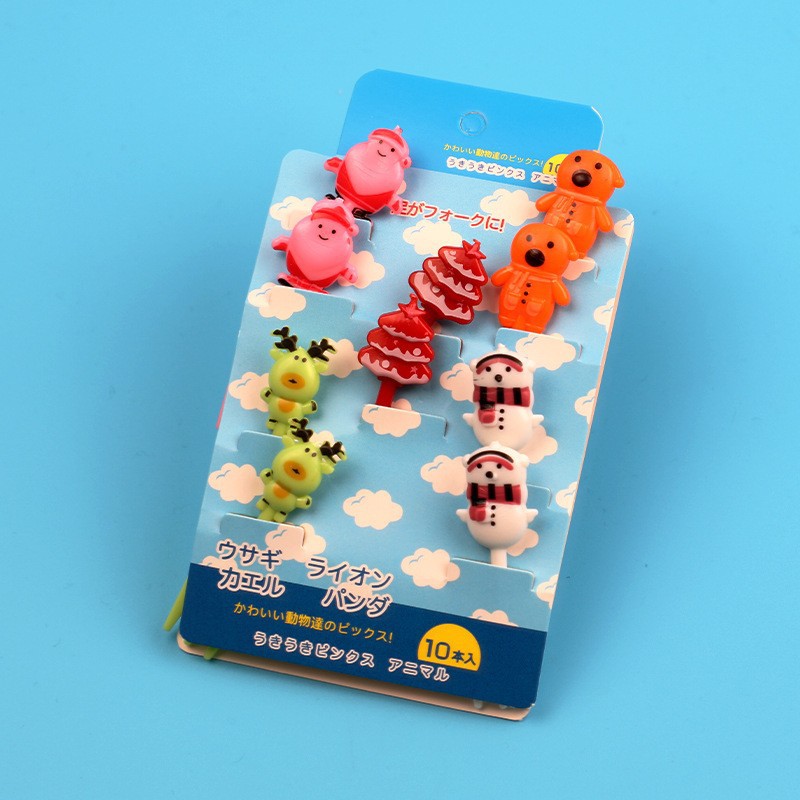 Cartoon japonés encantador tenedor de fruta transfronterizo venta caliente stick de fruta creativa decoración mini tenedor de fruta al por mayor