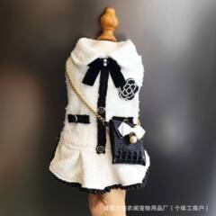 撞色狗狗小香风外套黑白粗花呢狗狗斗篷生日猫咪服装宠物衣服代发