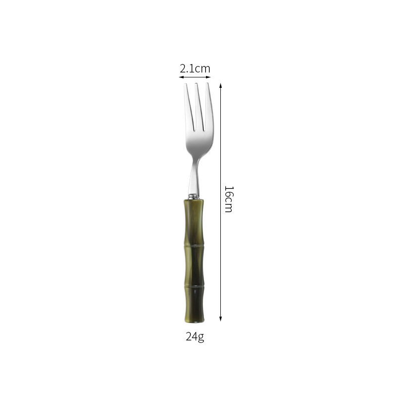 高颜值绿色亚克力竹节304不锈钢刀叉勺猫眼黄亚克力餐具酒店刀|undefined