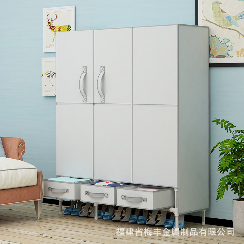 Wholesale dropship open-door simple fabric wardrobe home hanging clothes cloth cabinet 112CM including 3 storage boxes