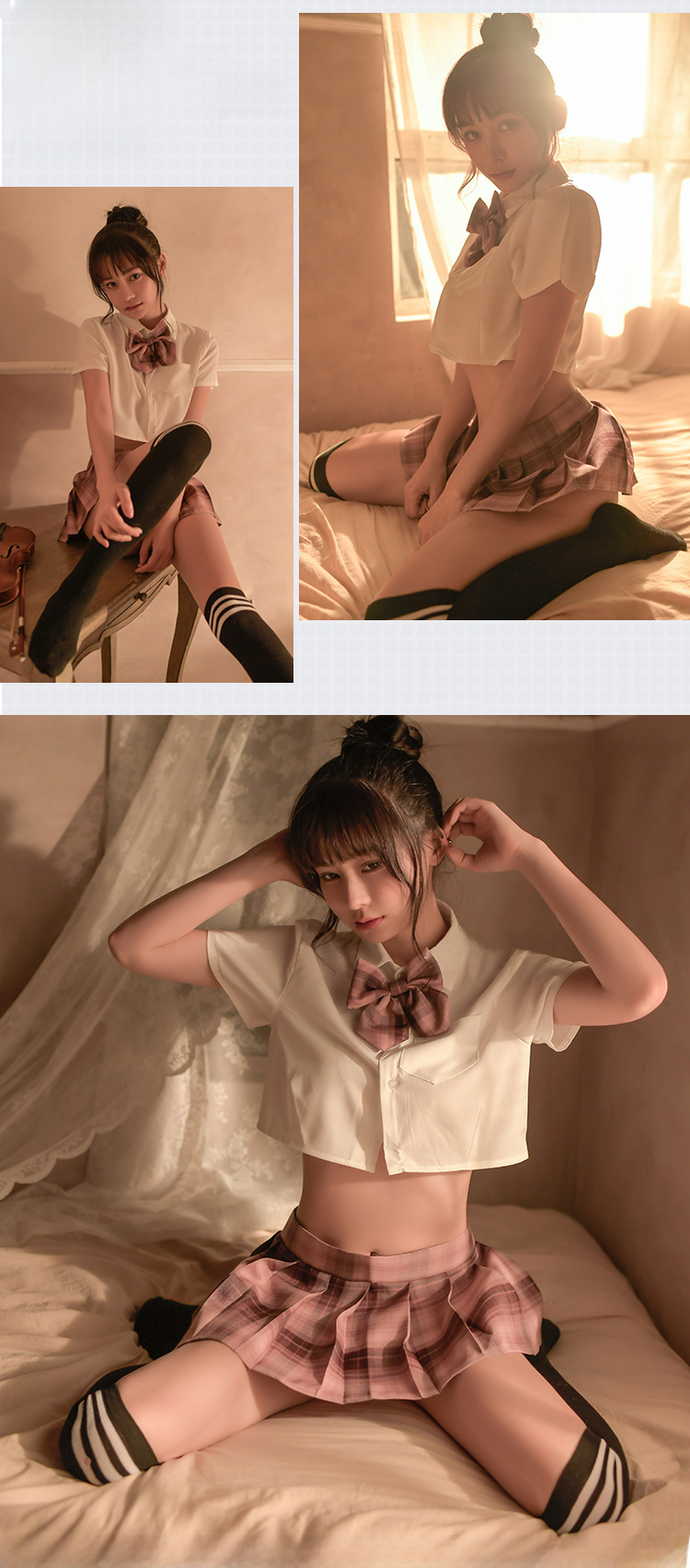 Yiyue Sexy Unterwäsche Studentenkleid Sexy jk Uniform Versuchung Heißer Faltenrock Rollenspiel-Set 8199_voghion.com