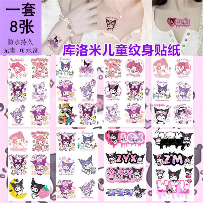 Sweet Cool Kuromi Tattoo Sticker Cartoon Cute Melody Children's Water Transfer Waterproof Sticker for Boys and Girls