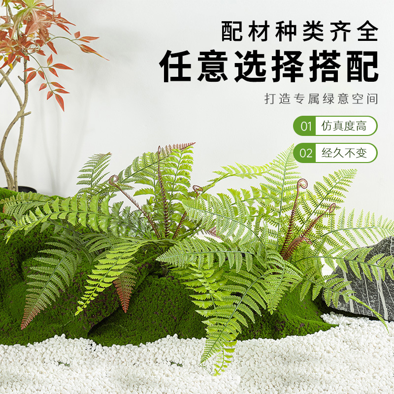 Simulación de plantación y paisajismo verde, materiales de distribución pequeños de todo uso, materiales auxiliares, arreglos florales, helechos, césped falso, decoración de plantas pequeñas, decoración de paisaje image 2