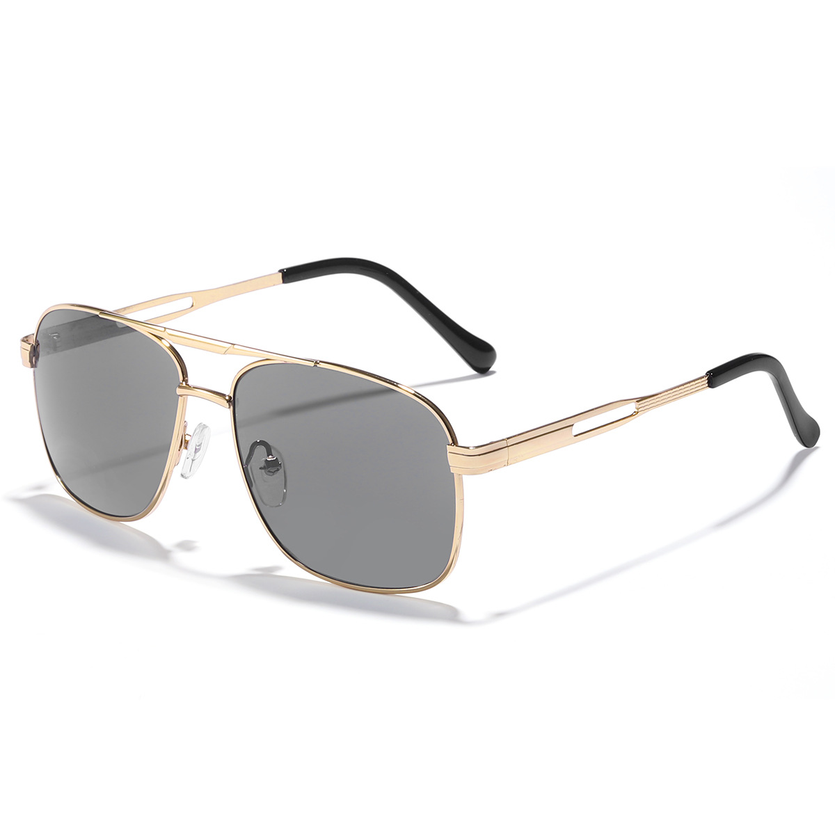 Cross-Border moda nuevas gafas de sol moda retro doble haz Gafas de metal ins personalidad caja cuadrada Internet celebridad gafas de sol