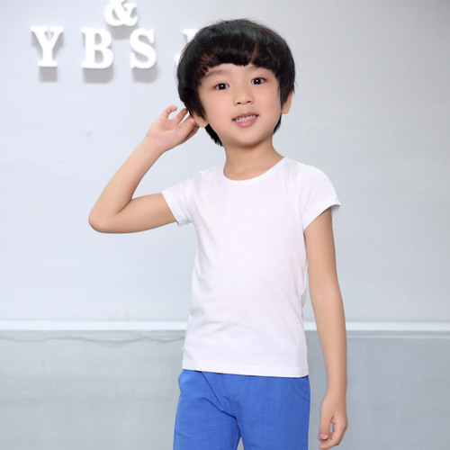 Children's Summer T-shirts 2024 Cotton Men's Short Sleeve T-shirts Children's Plain Color Top Wholesale One Piece Dropshipping Base Korean Version