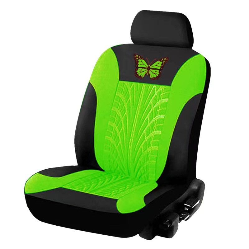 Cubierta de asiento de automóvil de comercio exterior transfronterizo mariposa logo tela sangría prensa cubierta de asiento universal de coche conjunto de 2 piezas