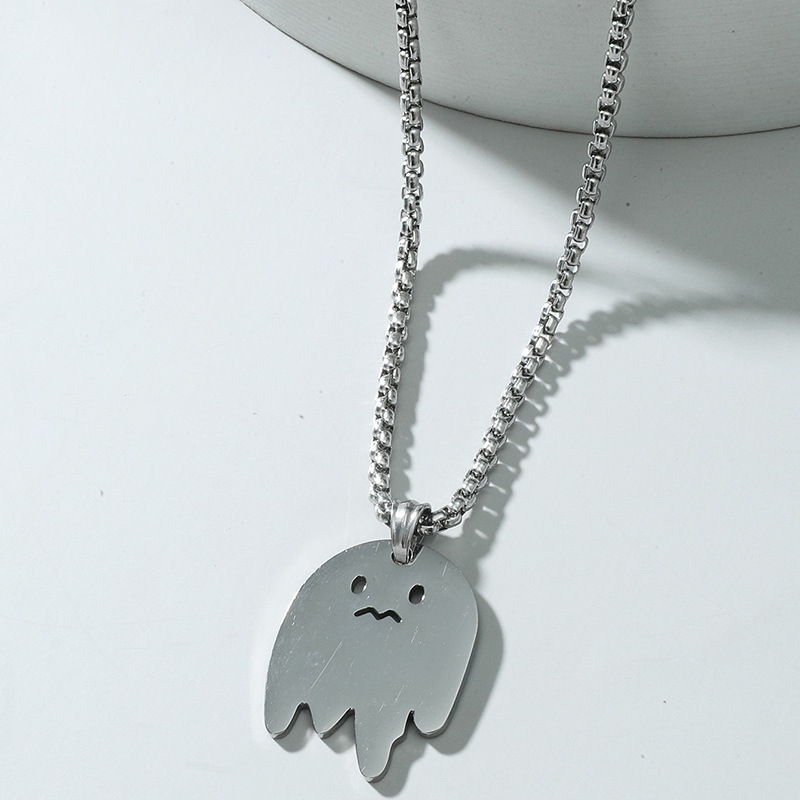 Simple Style Style Cute Ghost Personality Titanium Steel Pendant Necklace Hot Sale