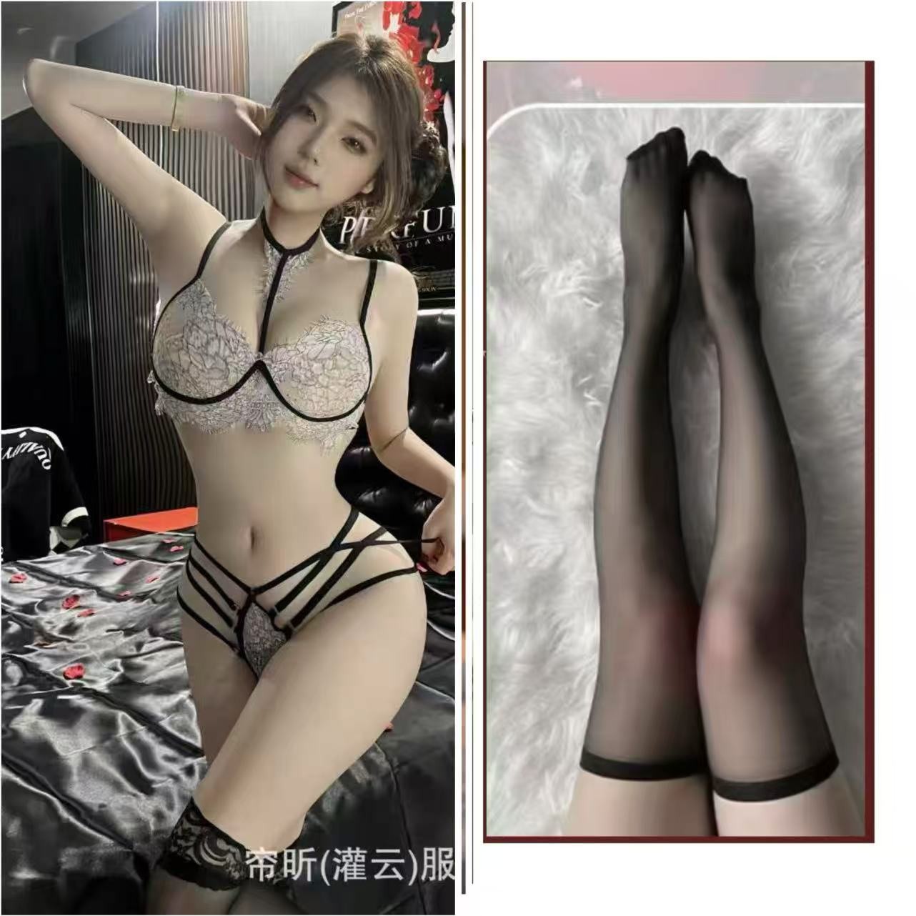 검정색 정장 세트 + 플랫 블랙 스타킹