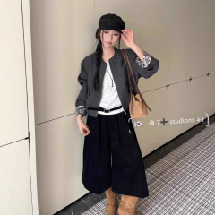 韩系圆领长袖撞色短款外套女2025秋新款显瘦休闲百搭时尚拉链上衣