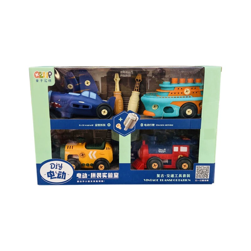 Parent-child Electric constructor, train, airplane, realistic transport, toy car, handmade