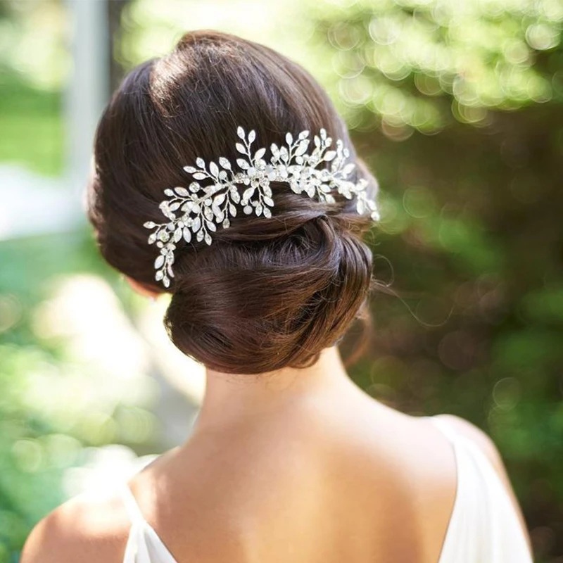 Cross-border hot-selling bride hair comb headwear braided twist pearl bun styling accessories wedding dress side insertion comb hair accessories 