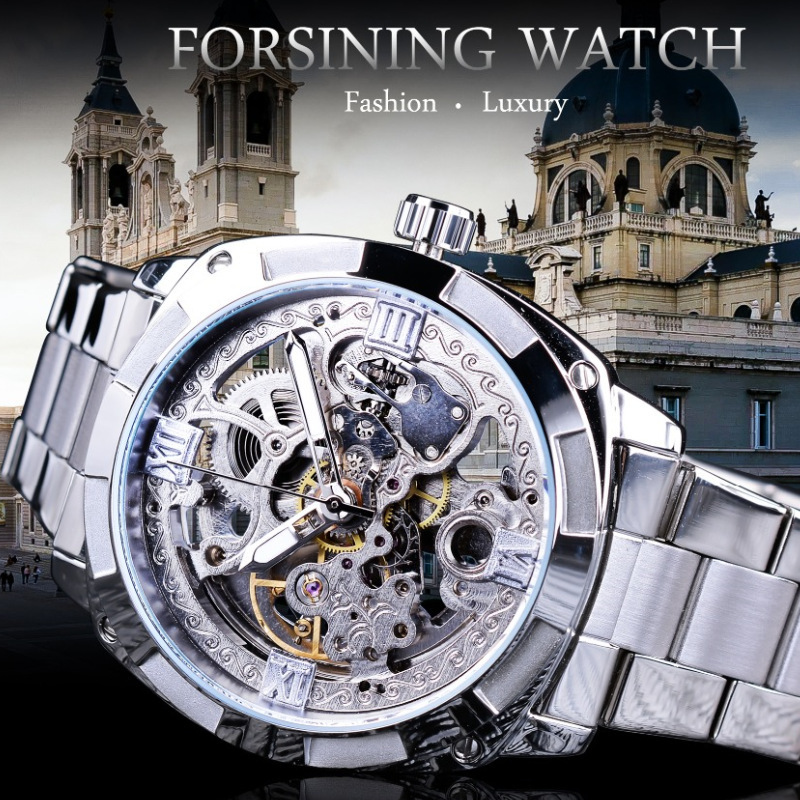 Entrega de una pieza Forsining reloj mecánico automático casual reloj de hombre hueco reloj de hombre reloj mecánico automático