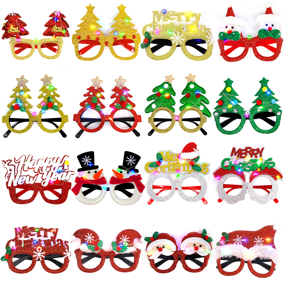 Amazon New Christmas Glasses LED Lighting Children Adults Party Decorative Accessories Christmas Eyeglass Frame