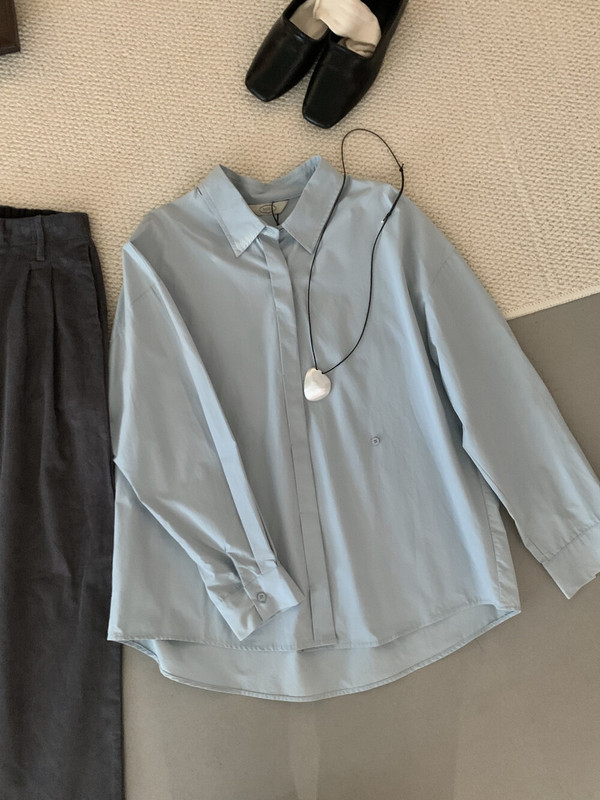 【MISS密思家】休闲简约衬衫领超百搭两穿中长款衬衫女装W33017|undefined
