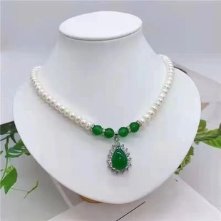 Pure Natural Freshwater Pearl Necklace Chalcedony Pendant for Girlfriend 520 Gift Mother Mother's Day Gift