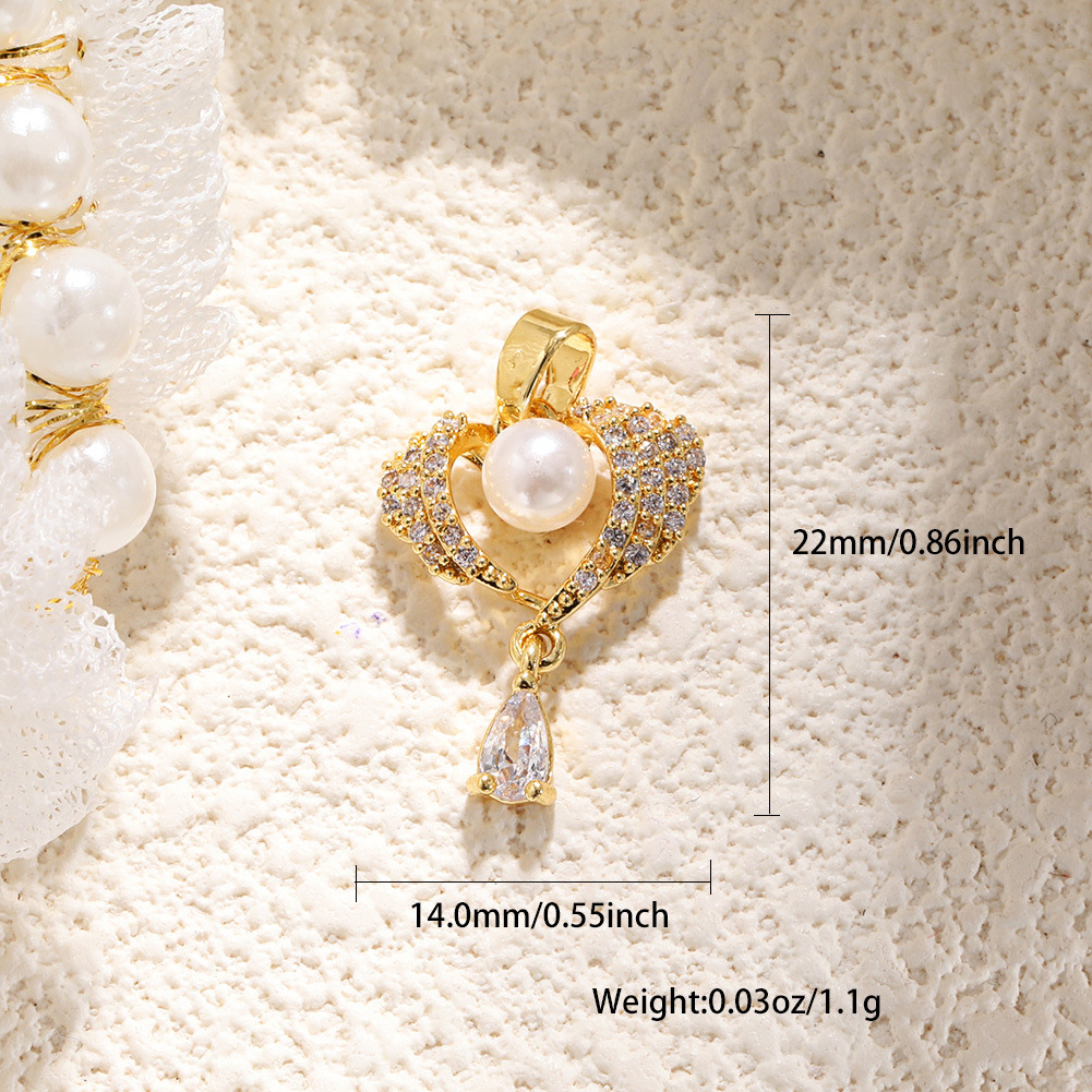 1 Pieza 20x21mm Cobre Perla Circón Forma De Corazón Colgante display picture 11