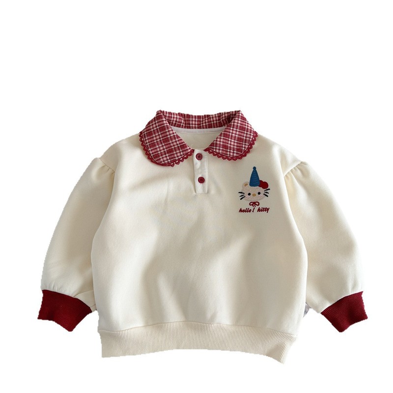 奶油卫衣秋装2025新款宝宝公主上衣童装套头衣服春秋款儿童polo衫|undefined