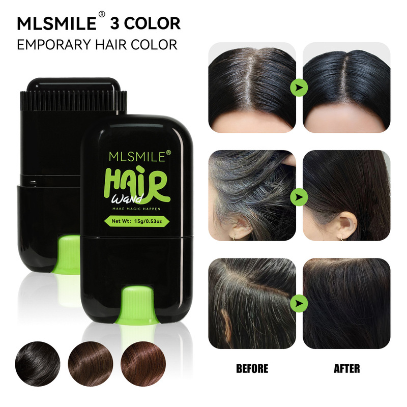 MLSMILEのクロスボーダーヘアケアスティックは、白髪をカバーする使い捨ての染毛スティックで、色褪せしにくく、髪を傷めず、黒髪にも使用できます。|undefined