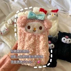 可愛jk襪子秋冬洛麗塔三麗鷗珊瑚絨卡通睡眠襪玉桂狗美樂蒂地板襪