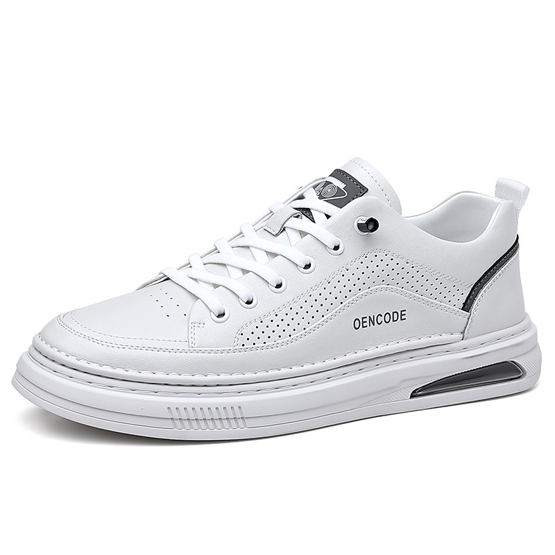 Zapatos blancos de verano, zapatos de moda de piel de vaca para hombres, zapatos de hombre transpirables, zapatos casuales para hombres cómodos y aumentados, zapatillas de deporte de todo fósforo al por mayor