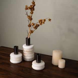 Modern New Chinoiserie Natural Marble Stacked Small Flower Vase Creative Ornaments Desktop Coffee Table Decoration Model Room