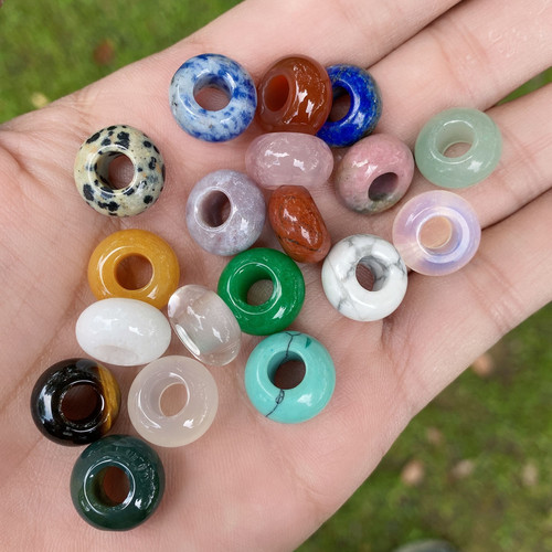 Natural Stone Large Hole Bead Rose Quartz Abacus Beads 8x14mm Hole 5mm Large Scatter Beads Separating Beads DIY Hairpin Bracelet Pendant