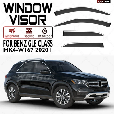 Rain shield – Window Visor - standard-packing-without-logo-mercedes-benz-gle-mk4-w167-2020-plexiglas-with-bright-strips-rain-shield