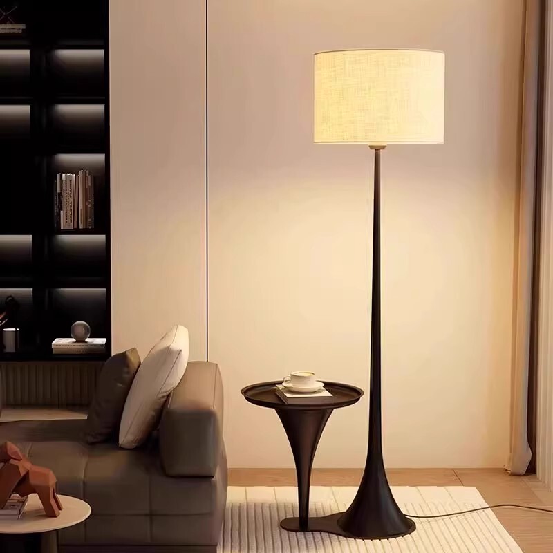 Vertical Floor Lamp Next to the Sofa in the Living Room, High-End Floor Lamp Storage Integrated Mid-Century Style Bedroom Bedside