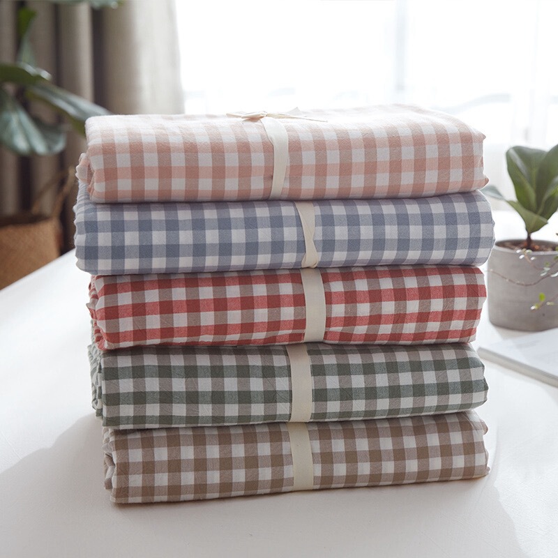 Pure cotton yarn-dyed washed cotton four-piece set plaid solid color hotel hospital dormitory student cotton three-piece set wholesale