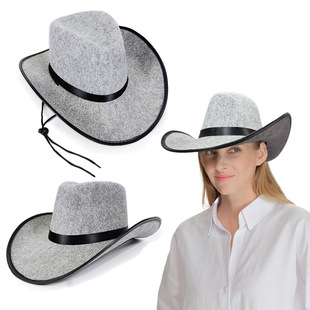 Amazon Gray Western Cowboy Hat with Curved Brim, Vintage Versatile British Style Top Hat, Pink European and American Stage Party Hat