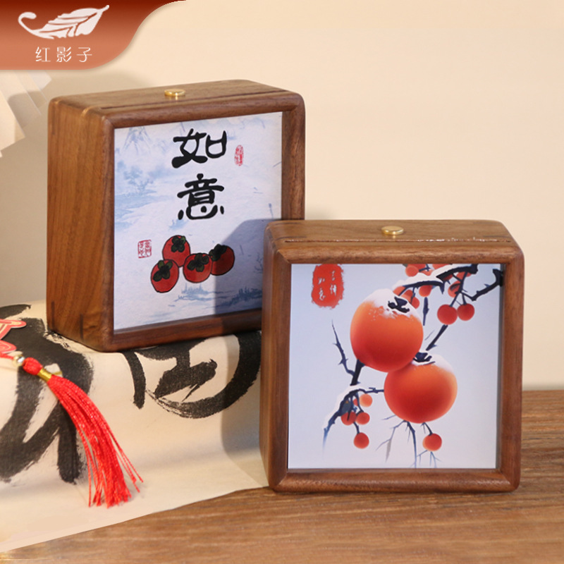 中国黒クルミ無垢材フレームライト絵画クリエイティブナイトライトフォトフレーム雰囲気ライト誕生日 diy ギフト装飾品