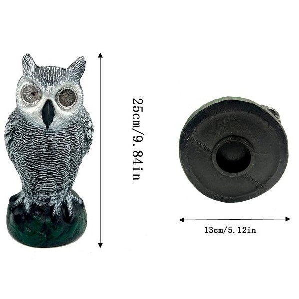 Owl de simulación transfronteriza, ojos solares, adornos de plástico brillantes, patio, granja, jardín, repelente de ratas, pájaros asustados
