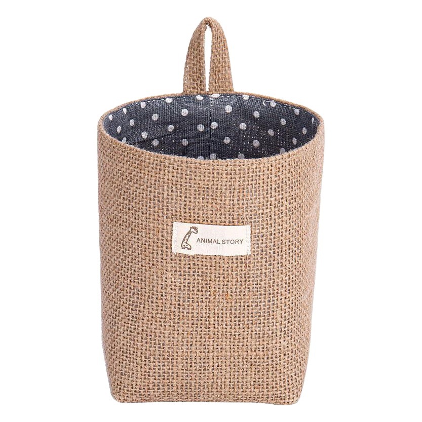 Creativo de algodón y lino escritorio dormitorio Puerta de almacenamiento montado en la pared bolsa de almacenamiento de yute