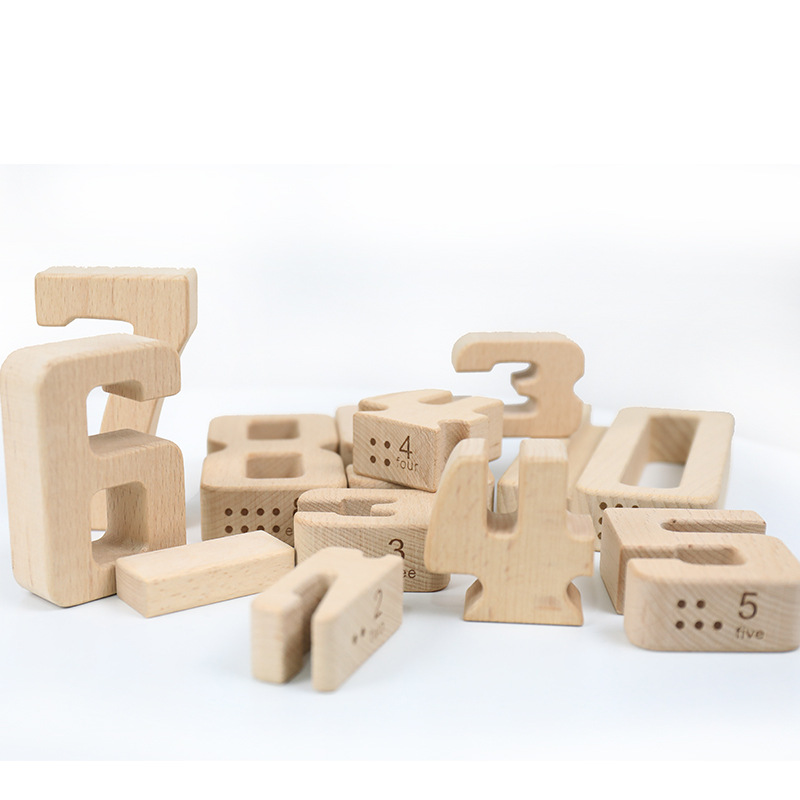 Montessori Niños Montessori Educación temprana haya Bloques de construcción digitales Puzzle Kindergarten Matemáticas Juego de ayudas didácticas Partículas grandes