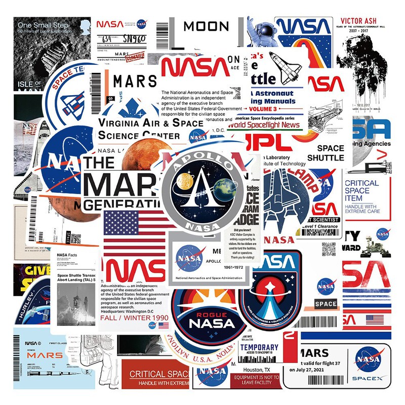 50 sheets nasa astronaut stickers graffiti stickers decoration luggage notebook car skateboard waterproof wholesale