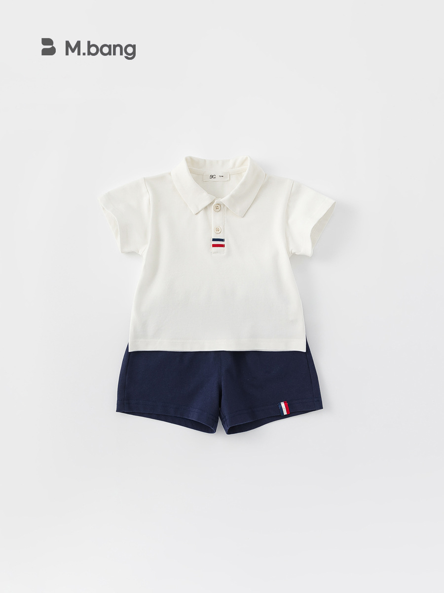 Youbao ropa para niños camisa polo para niños pantalones cortos de dos piezas para niños top simple de color sólido traje deportivo para niños de verano