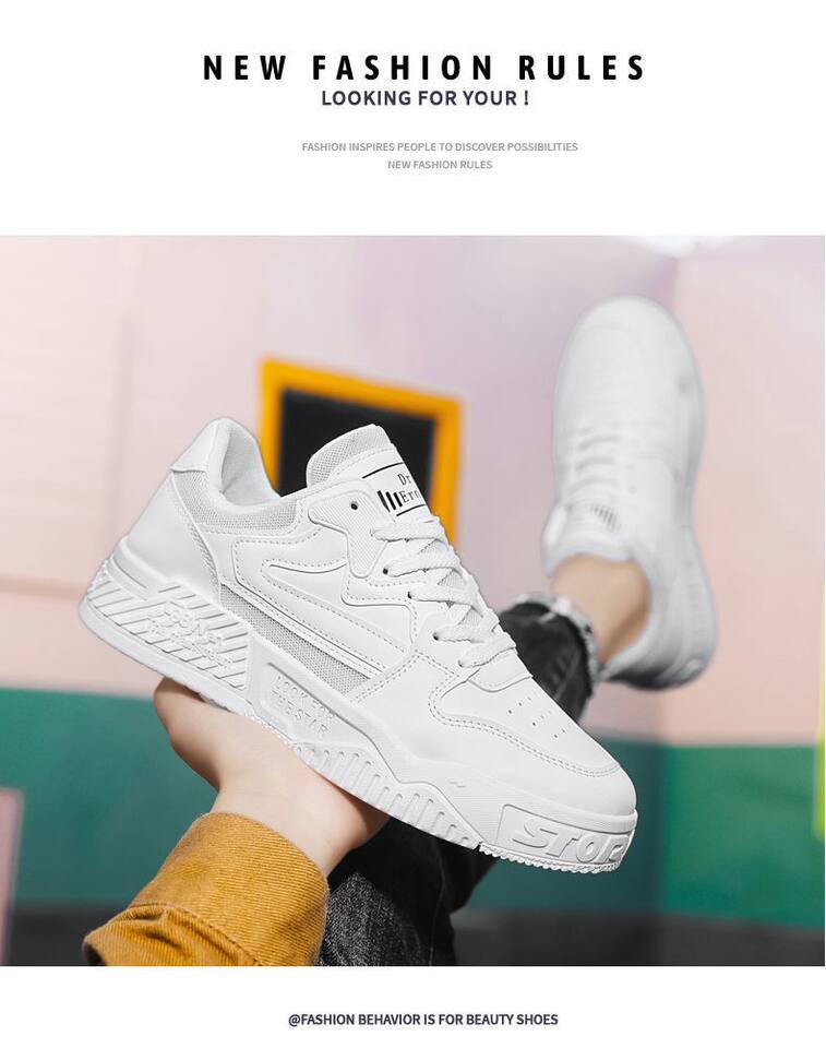 Giày thể thao nam cổ thấp đế dày tăng chiều cao chống trượt, giày sneaker phối màu đen trắng — EQ01 màu trắng, EQ01 màu đen chi tiết 12