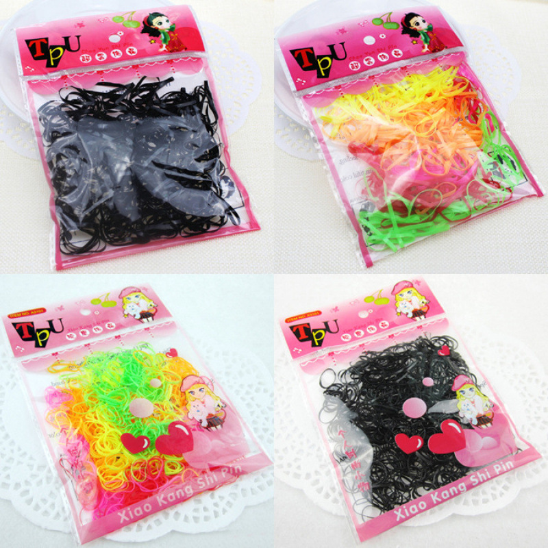 Hot Supply Bag Black Color Children's Disposable Elastic Rubber Band Hair Band Hair Band 300