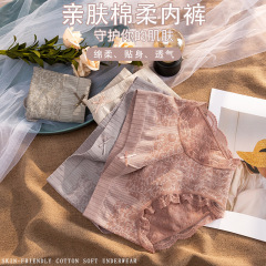 Girls' Palace 3rd Generation Underwear Women's Mid-High Waist Tummy Control Butt Lift Graphene Pure Cotton Crotch Large Size Briefs Wholesale