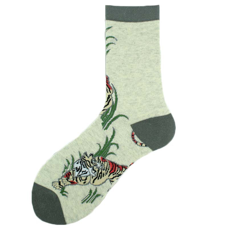 2025d Shark Bee Beast Men's Trendy Zebra Pattern Animal Mid-Calf Socks_voghion.com