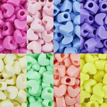 12mm亚克力桃心竖孔珠子春天色大孔散装串珠手工材料DIY饰品配件