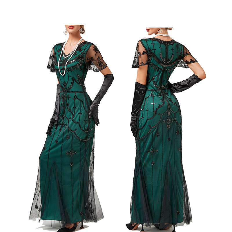 Short-Sleeve Slim-Fit Bridesmaid Dress, Light Luxury Banquet Evening Gown, Mermaid Style, 2024 New Model, Long Ball Gown