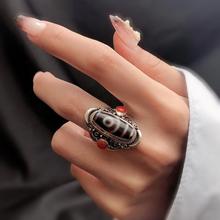 藏族尼泊尔手工925银饰品藏饰ins开口可调节戒指男女复古夸张民族