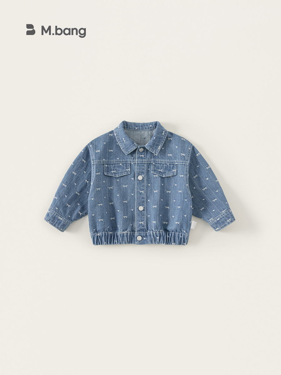 Ropa Infantil Youbao, Nueva Colección Primavera 2026, Chaqueta Vaquera para Niñas con Cuello Camisero, Abrigo Vaquero con Lazo Estilo Coreano