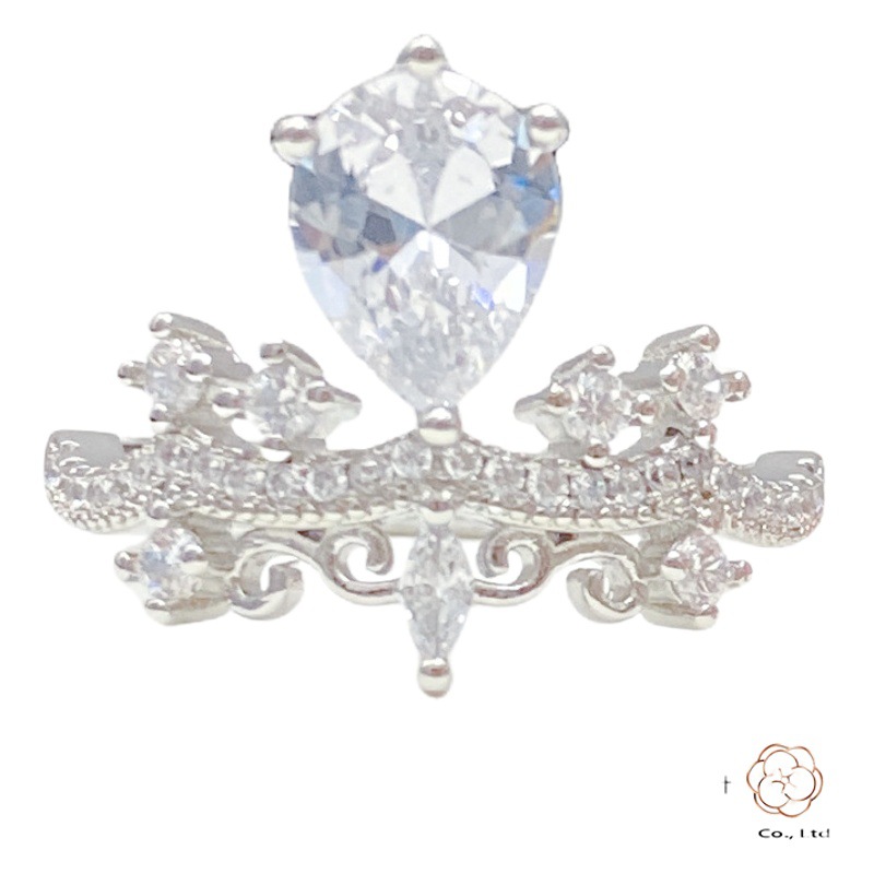 Camellia Princess Dubai same style gemstone ring female court plated 18K gold artificial diamond crown open ring