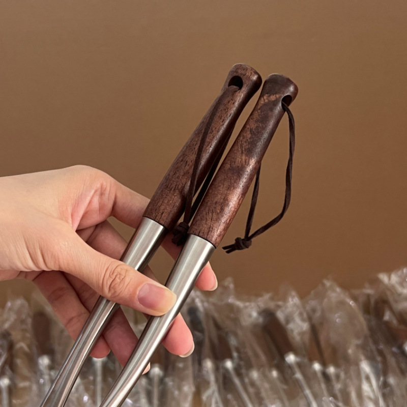 Presse-purée en bois de noyer 316 en acier inoxydable pour purée d'œufs et aliments pour bébé_voghion.com