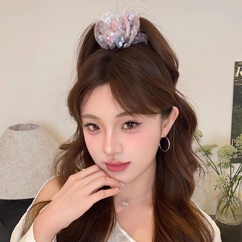 夏の爽やかな花柄メッシュクリップ女性用ハイポニーテール固定ヘアピンボールヘアピン甘いヘアピンヘッドドレス|undefined