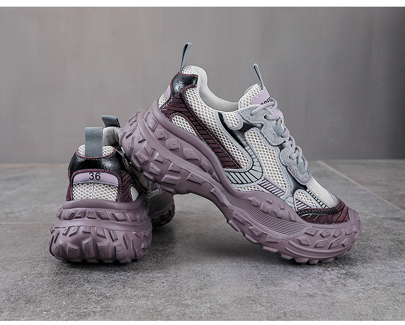 Giày sneaker chunky đế dày lưới thoáng khí xuân hè — Màu sâm panh chi tiết 12
