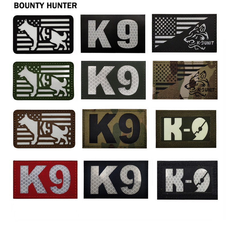 Fuente transfronteriza tela reflectante sello de collar de perro K9 servicio perros correa de mascota sello de velcro reflexión de luz nocturna